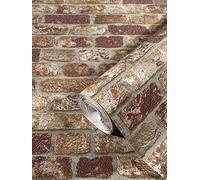 marburg Papel pintado de piedra 3D marrón, rojo ladrillo efecto ladrillo industrial para dormitorio, salón o cocina papel pintado efecto piedra 10,05m x 0,53m 58409