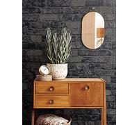 marburg Papel pintado de piedra 3D negro efecto ladrillo rústico para dormitorio salón o cocina papel pintado piedra óptica 10,05m x 0,53m 58423