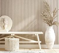 marburg Papel pintado efecto 3D efecto madera beige paneles acústicos papel pintado no tejido salón dormitorio 10,05 x 0,53 m fabricado en Alemania