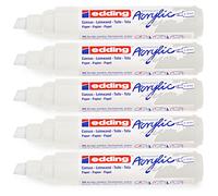 Marcador acrílico edding e-5000 ancho blanco de tráfico | 5 piezas