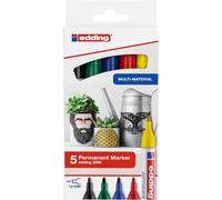 Marcador Permanente Edding 3000 Conico Colores Basicos Estuche De 5 (Negro, Rojo, Azul, Verde, Amarillo)
