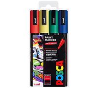 Marcadores de Uni Posca PC-5 M Art pintura, juego de 4 en estuche de plástico, tonos primarios
