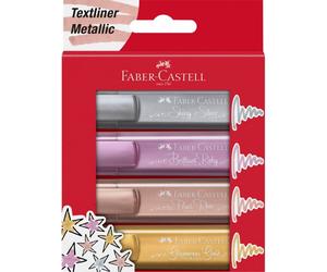 Marcadores Fluorescentes FABER-CASTELL Textliner Metallic, Pack x4