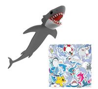 Marcapáginas De Tiburón De 1 Pieza Y 50 Pegatinas De Tiburón, Lindas Pegatinas De Dibujos Animados, Marcadores Luminosos Creativos, Marcadores Interesantes, Regalos Para Estudiantes
