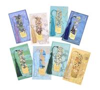 Marcapáginas para amantes de los libros - Marcapáginas de metal de 5,51 pulgadas y 8 piezas con borlas | Tema de pintura al óleo Hueco Van Gogh Monet | Accesorios de lectura inspirados en el arte