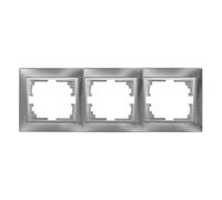Marco de 3 Elementos Plata, Serie Europa, Compatible con Instalaciones Eléctricas, Ideal para Interruptores y Tomas de Corriente.