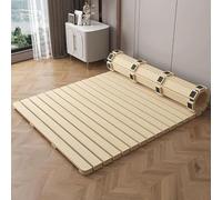 Marco de cama plegable de madera maciza, diseño japonés de tatami, marco de listones tipo rollo para dormitorio, habitación de invitados, dormitorio, 78.7 pulgadas de profundidad x 53.1 pulgadas de