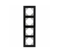 Marco empotrable de aluminio negro 4 elementos horizontales, ideal para instalaciones eléctricas y de iluminación.
