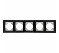 Marco empotrado de aluminio negro, 5 elementos, horizontal; ideal para iluminación discreta y moderna en espacios interiores.