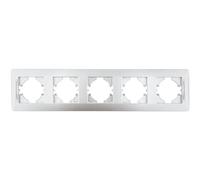 Marco empotrado de titanio de 5 elementos horizontales, ideal para instalaciones eléctricas y sistemas de conexión.