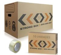 MARCPRINT 10 Cajas Mudanza Talla L de 45 Litros + PRECINTO - Cajas Carton Mudanza (50x30x30cm) Reforzadas y Resistentes - Cajas de Carton Certificación FSC - 100% Reutilizables