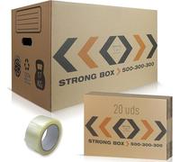 MARCPRINT 20 Cajas Mudanza Talla L de 45 Litros + PRECINTO - Cajas Carton Mudanza (50x30x30cm) Reforzadas y Resistentes - Cajas de Carton Certificación FSC - 100% Reutilizables