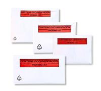 MARCPRINT - Sobres Papel DL - Portadocumentos Adhesivo Contiene Documentación - Etiquetas Adhesivas Transparentes - Sobres de Envío y Packing List - Portadocumentos DL | 235X132mm | 1000 Unidades