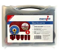 Marcrist juego completo para azulejos 125 mm + 1x cortador de azulejos + 5x brocas para azulejos + 10x disco de corte de acero inoxidable + 1x brida de cambio rápido ( 3999.101.354 ) + maletín