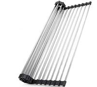 Marctani Escurreplatos Plegable sobre Fregadero - Escurridor de Platos Enrrollable de Acero Inoxidable, Malla de Drenaje Resistente AL Calor para Secar Frutas, Verduras y Platos (43x30 cm)