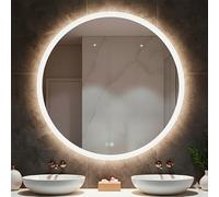 Marctani Espejo Baño con Luz LED Regulable - Espejo Redondo 80 cm con Antivaho e Interruptor Táctil - Espejos de Baño con Brillo Ajustable y Función Memoria, Retroiluminado (80 x 80 CM)