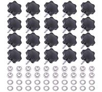 Mardatt Juego de 20 pomos de estrella M8 x 30 mm, tornillos de mano de apriete a mano, piezas de repuesto macho roscado métrico con tuercas hexagonales de acero inoxidable 304 y kit de arandela plana