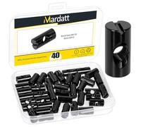 Mardatt Kit de 40 piezas de tuercas de barril M6 x 20mm, tuercas ranuradas cruzadas de acero al carbono con revestimiento de zinc negro para tornillos de muebles de madera, camas, cunas, sillas