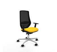 Mardos traslack similpiel amarillo brazos 1d base aluminio ruedas 65mm