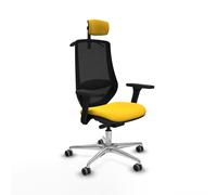 Mardos traslack similpiel amarillo brazos 3d base aluminio ruedas 65mm
