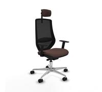 Mardos traslack similpiel marrón oscuro brazos 1d base aluminio rueda