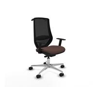 Mardos traslack similpiel marrón oscuro brazos 1d base aluminio rueda