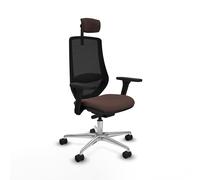 Mardos traslack similpiel marrón oscuro brazos 3d base aluminio rueda