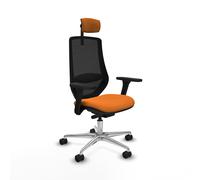 Mardos traslack similpiel naranja brazos 3d base aluminio ruedas 65mm
