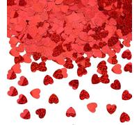 MARFOREVER Confeti de corazones rojos, confeti con purpurina para el día de San Valentín, decoración de mesa con forma de corazón metálico para el día de San Valentín, boda, despedida de soltera