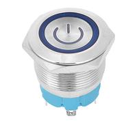 Marhynchus 22mm 4 Pin Botón Pulsador con Luz Indicadora, 2PCS (BLUE) | Actuador de acero inoxidable sellado IP65, configuración de contacto 1NO, operación de 3-6 VCC, montaje en panel de control