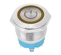 Marhynchus 22mm 4 Pin Botón Pulsador con Luz Indicadora, 2PCS (YELLOW) | Actuador de acero inoxidable sellado IP65, configuración de contacto 1NO, operación de 3-6 VCC, montaje en panel de control
