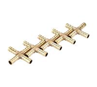 Marhynchus 5 unids Latón 4 Vías de la Manguera Conector de Conexión Cruzada Adaptador de Cobre Conjunto de Púas de Cobre Aire/Gas/Gas/Combustible 6/8/10 / 12mm(8mm)
