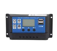 Marhynchus Controlador de Carga Solar 30A Pantalla Digital PWM Pantalla LCD Controlador de Panel Solar con Protección Inversa para Doméstico de Batería de 12 V 24 V