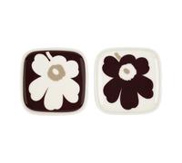 Marimekko 2 Fuentes Unikko 10x10 cm Burdeos-blanco-beige
