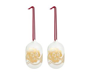 Marimekko Bola de Navidad Tiara 2025 6x9 cm White-gold