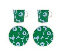 Marimekko Set de desayuno Unikko White-green-light blue. 4 piezas