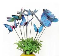 Mariposas coloridas para macetero, 6-12 cm, flexibles, color azul