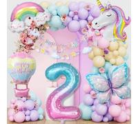 Mariposas Decorativas de Cumpleaños para 2 Años, Unicornio Decoraciones, Fiesta Niñas, Suministros de Fiesta de Mariposa