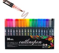 Markers for Greeting Cards, Art Supplies Glitter Markers, Creative Shimmer Outline Pens, Gel Markers for Card Making, Shimmer Gel Outline Pens, Markers for Scrapbooking and Journaling, Craft Outline