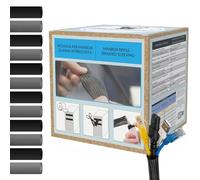 MarketConnect® Funda Cables Expandible Ø 50mm, L 3m x4 (12m en Total) • Organiza y Oculta Cables • Ideal para Escritorio y TV • Negro • Kit Recarga 4 Piezas Minibox
