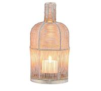 Marrakech Boho - Portavelas decorativo (25 cm, metal envejecido), color blanco