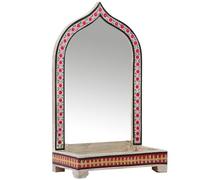 Marrakech Espejo de maquillaje con caja de almacenamiento para el tocador de madera, 38 cm, espejo de pie vintage pequeño Akriti -1, espejo de maquillaje oriental con organizador como decoración de