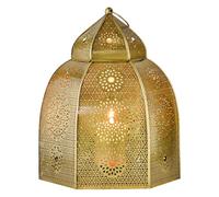 Marrakech - Portavelas de metal decorativo oriental (30 cm), diseño marroquí