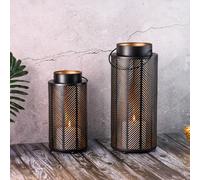 Marrakesch Orient & Mediterran Interior Farol de Té Negro Dorado 33 cm Metal