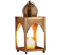 Marrakesch Orient & Mediterran Interior Linterna Portavelas Oriental Dorada 31cm