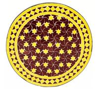 Marrakesch Orient & Mediterran Interior Panel de mosaico marroquí Estrella Burdeos Amarillo Ø 80 cm