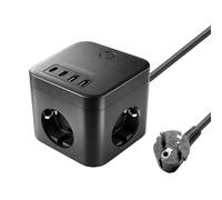 Mars Gaming Powercube MD-CUBE35 - Multifunción compacto, 3 enchufes Schuko, 2 USB-C + 2 USB-A, PD35W