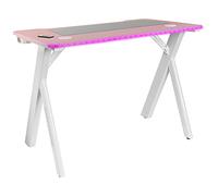 Mars Gaming – Mesa Gaming MGD100RGB 100x60x74 cm, Alfombrilla XXL, Soporte auriculares y bebida, Rosa