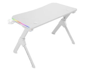 Mars Gaming Mgdrgbw, Mesa Gaming Rgb, Soporte Cascos Y Botella, 110x60cm, Blanco