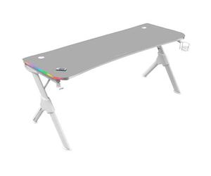 Mars Gaming Mgdxlrgbw, Mesa Gaming Rgb, Soporte Cascos + Botella, 160x60cm, Blanco